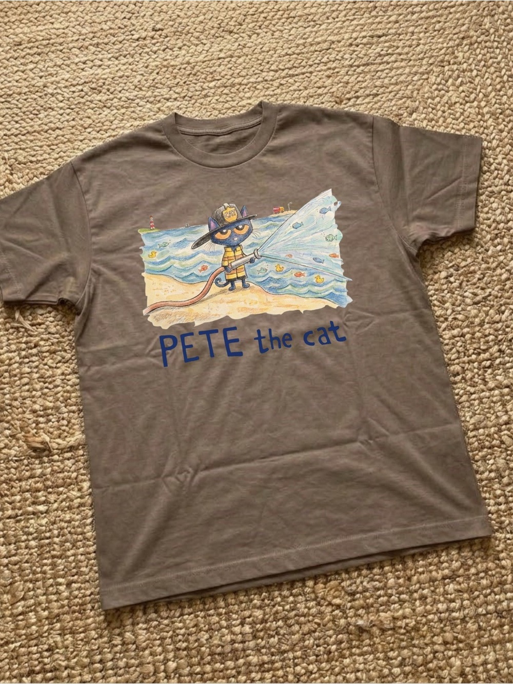 Pete The Cat Firefighter Chief Beach Graphic T-shirt